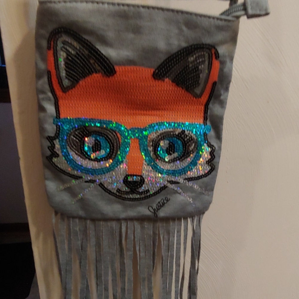 Kids fox fringe purse